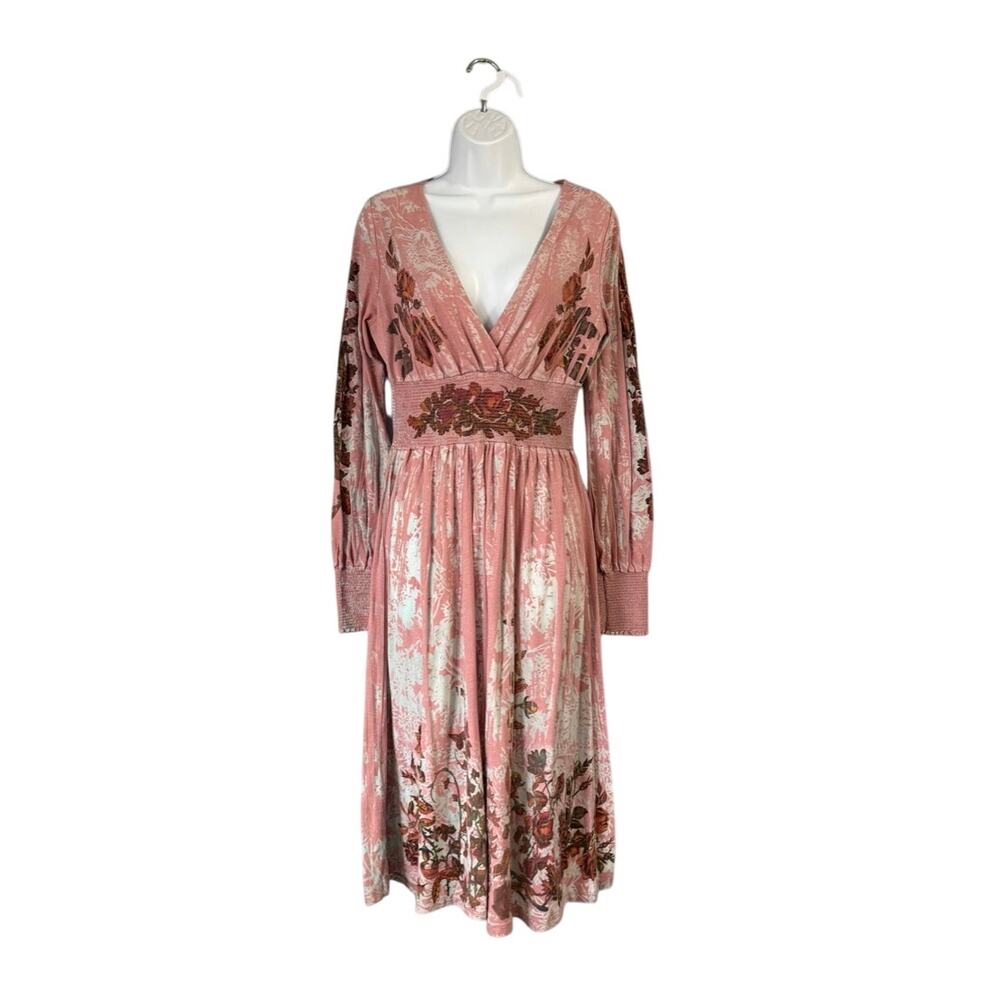 Butterfly Dropout Roses Pink Midi Dress